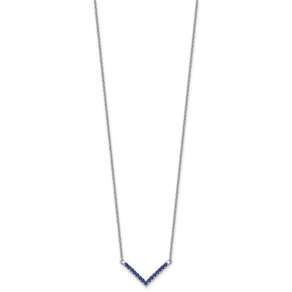 14k White Gold Sapphire 18in. V-Necklace