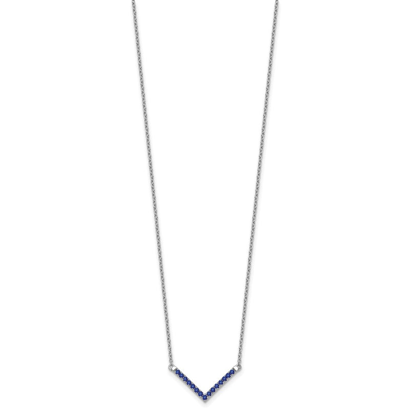 14k White Gold Sapphire 18in. V-Necklace