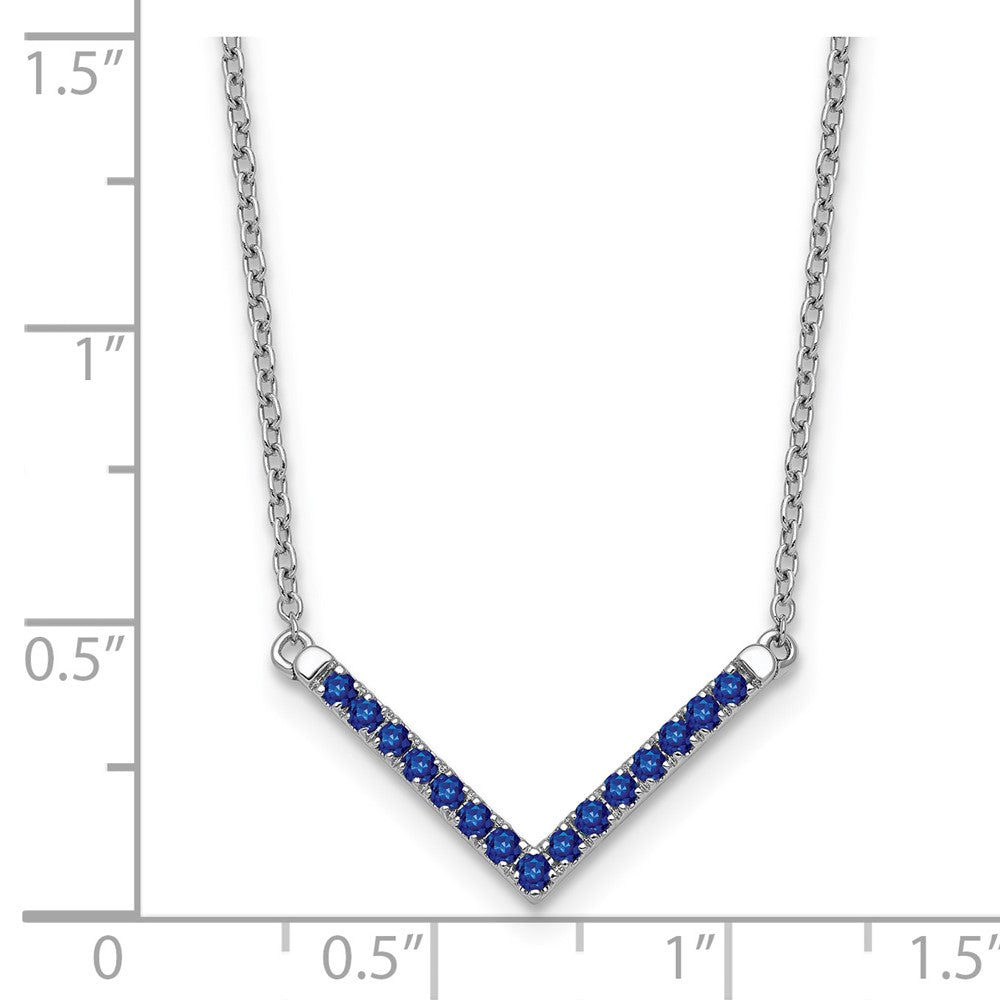 14k White Gold Sapphire 18in. V-Necklace