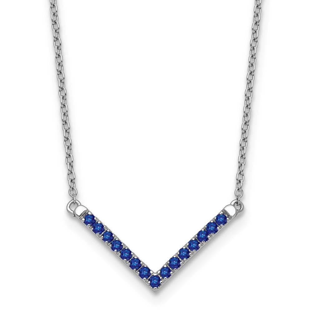 14k White Gold Sapphire 18in. V-Necklace