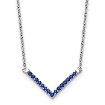 14k White Gold Sapphire 18in. V-Necklace