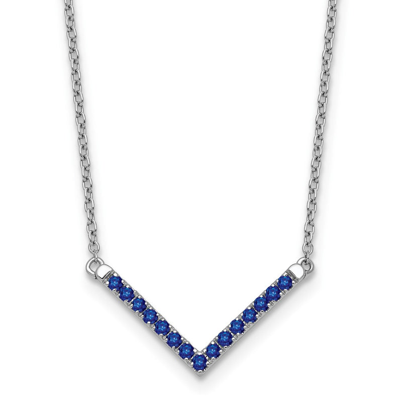 14k White Gold Sapphire 18in. V-Necklace