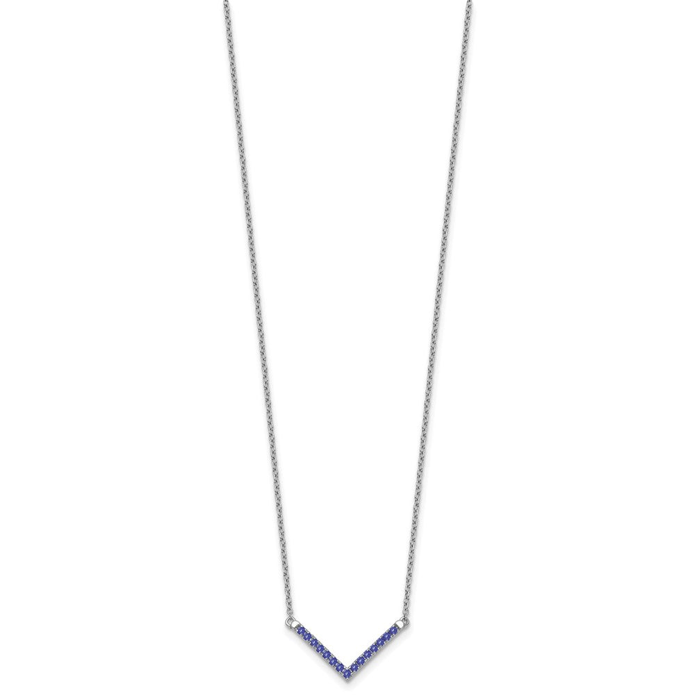 14K White Gold Tanzanite 18In. V Necklace