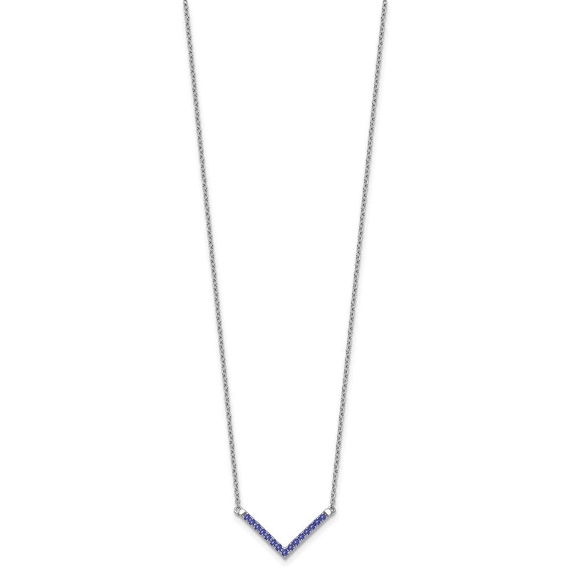 14K White Gold Tanzanite 18In. V Necklace