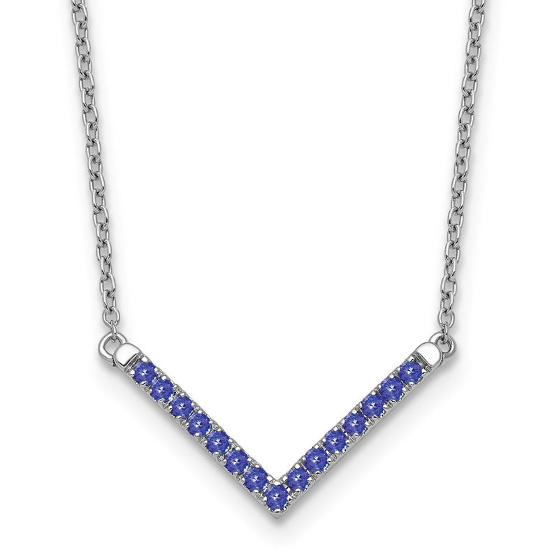 14K White Gold Tanzanite 18In. V Necklace