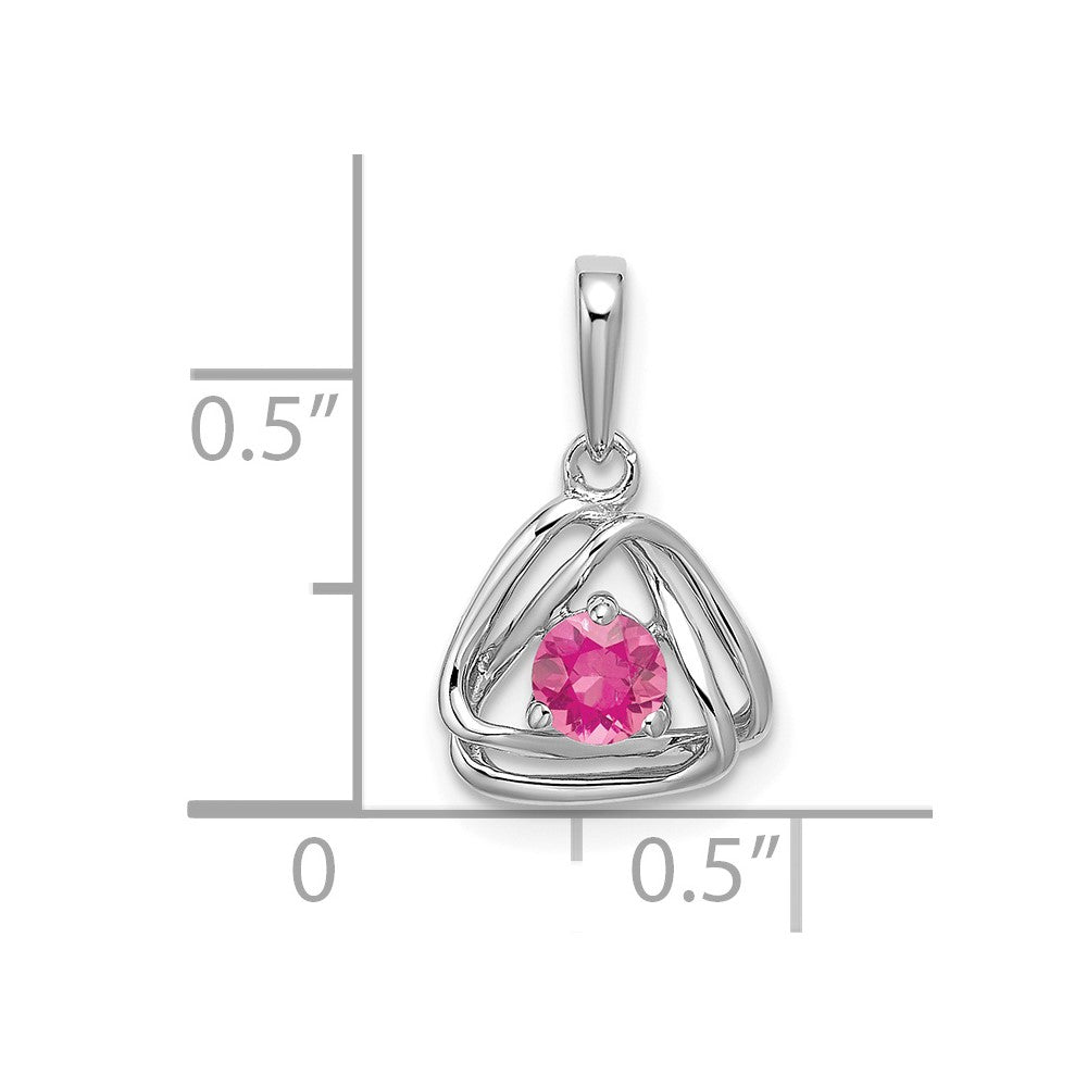 14k White Gold 14k White Gold Pink Tourmaline Triangle Pendant
