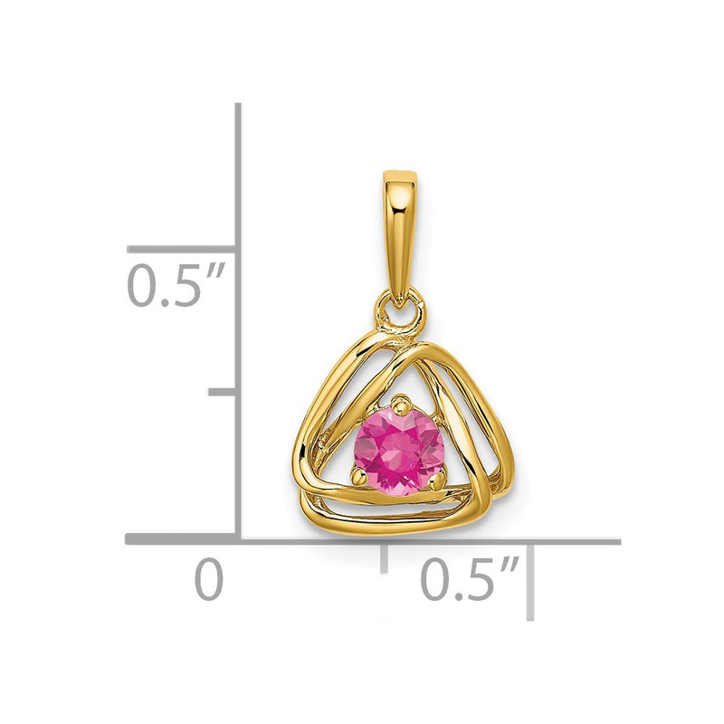 14k Yellow Gold 14k Pink Tourmaline Triangle Pendant