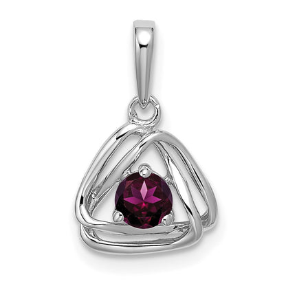 14k White Gold 14k White Gold Rhodolite Garnet Triangle Pendant