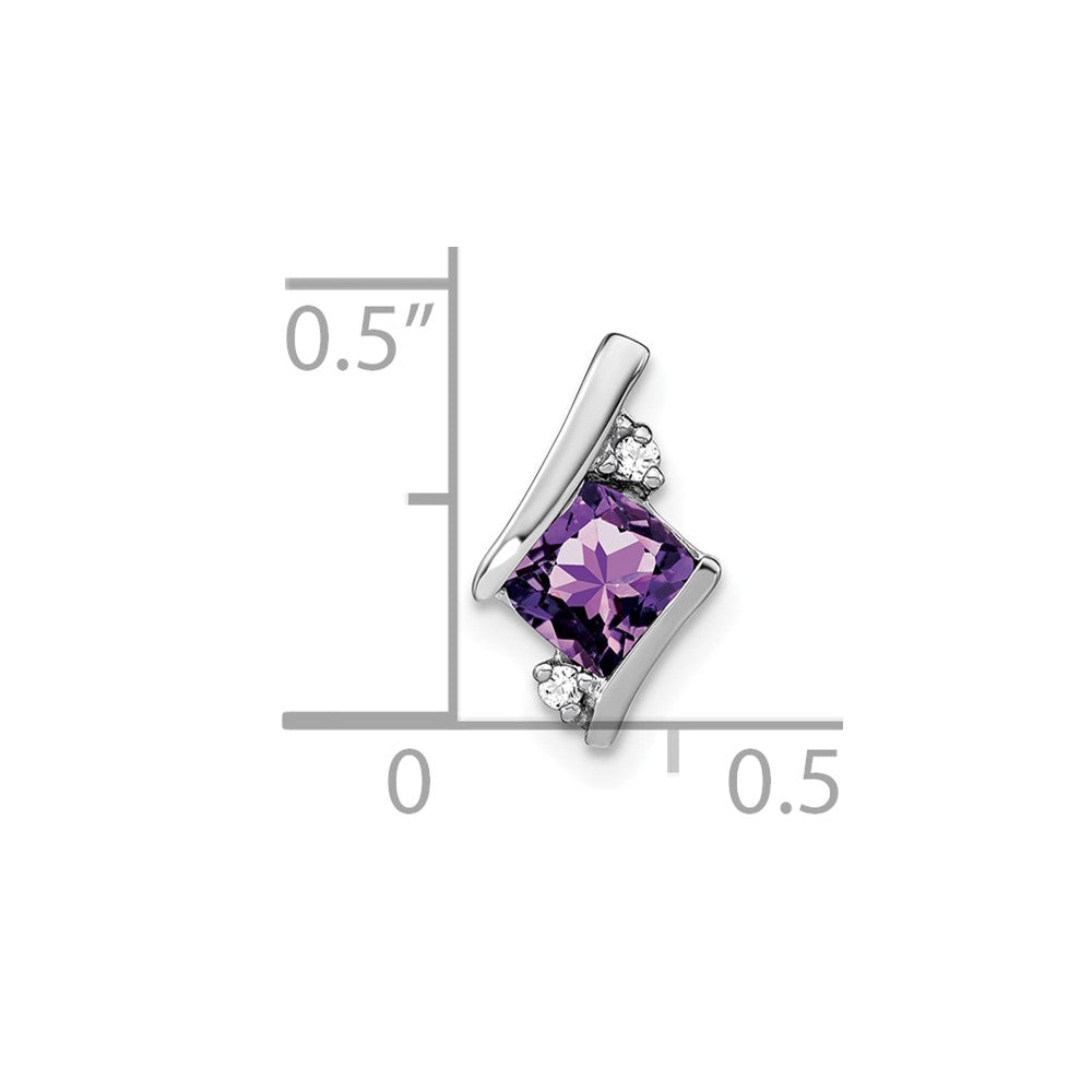 10K White Gold Cushion Amethyst And Diamond Chain Slide