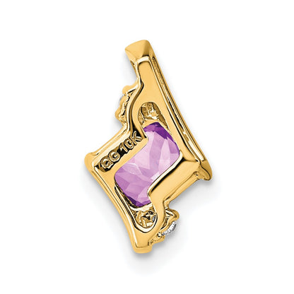 10K Yellow Gold Cushion Amethyst And Diamond Chain Slide