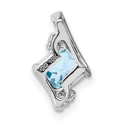 10K White Gold Cushion Aquamarine And Diamond Chain Slide