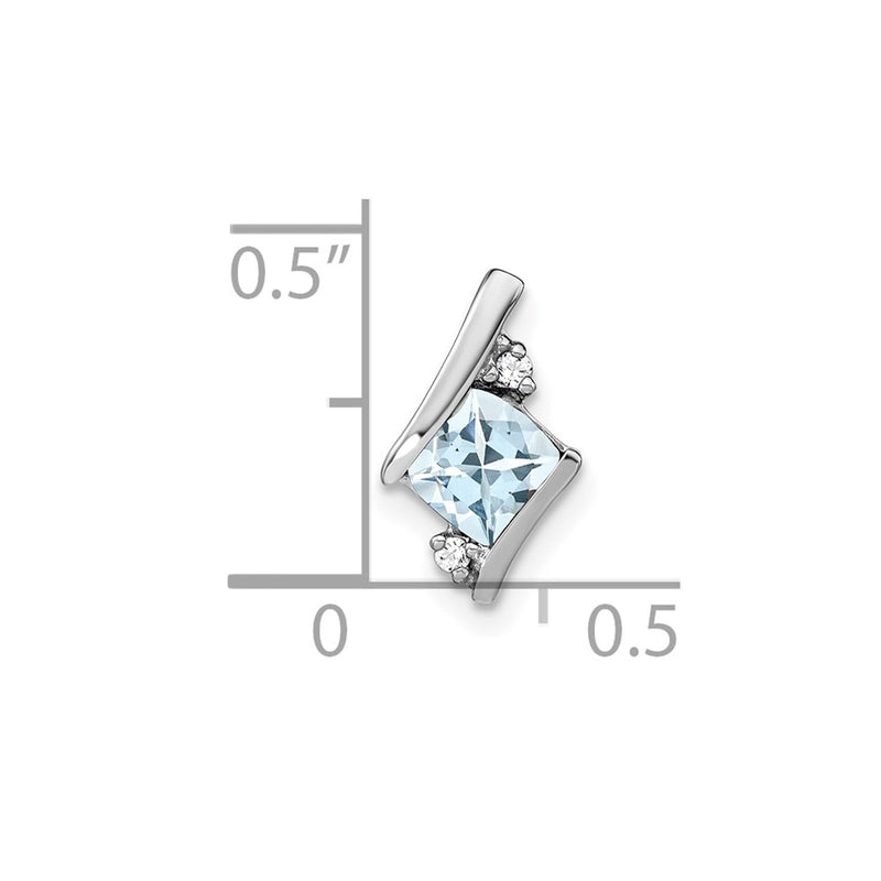 10K White Gold Cushion Aquamarine And Diamond Chain Slide