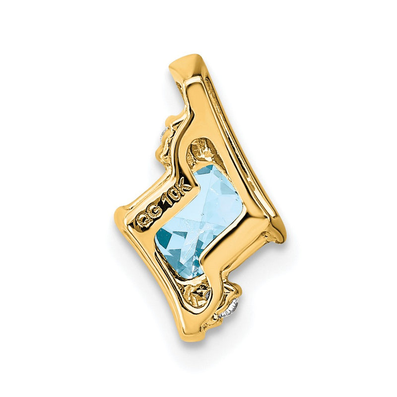 10K Yellow Gold Cushion Aquamarine And Diamond Chain Slide