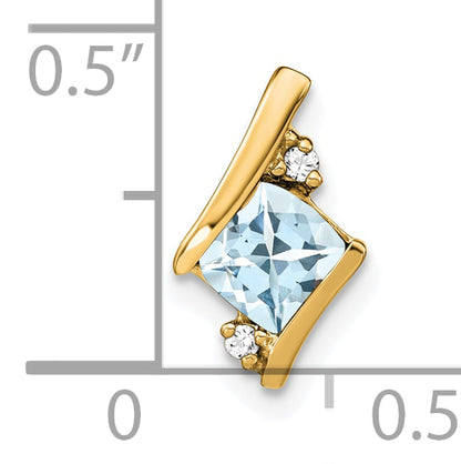 10K Yellow Gold Cushion Aquamarine And Diamond Chain Slide