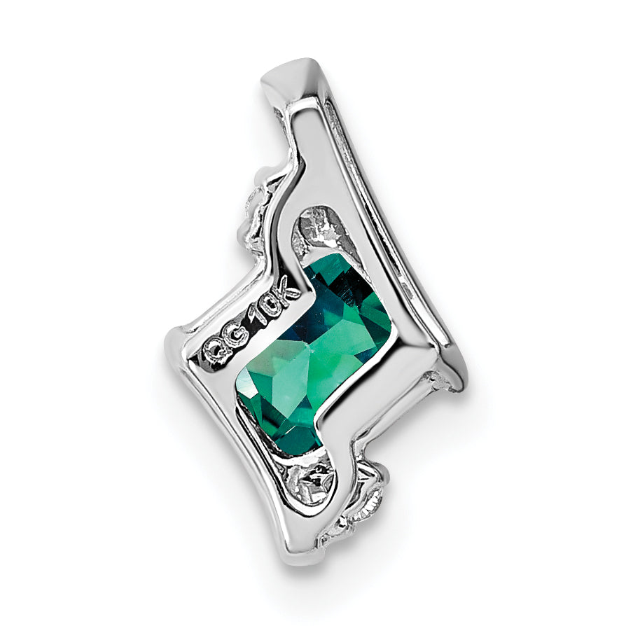 10K White Gold Cushion Cr. Alexandrite And Diamond Chain Slide