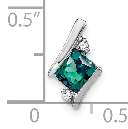 10K White Gold Cushion Cr. Alexandrite And Diamond Chain Slide