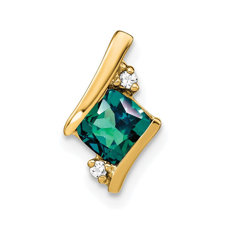 10K Yellow Gold Cushion Cr. Alexandrite And Diamond Chain Slide