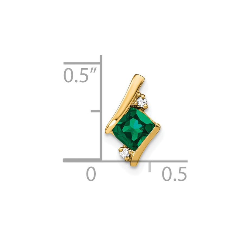 10K Yellow Gold Cushion Cr. Emerald And Diamond Chain Slide
