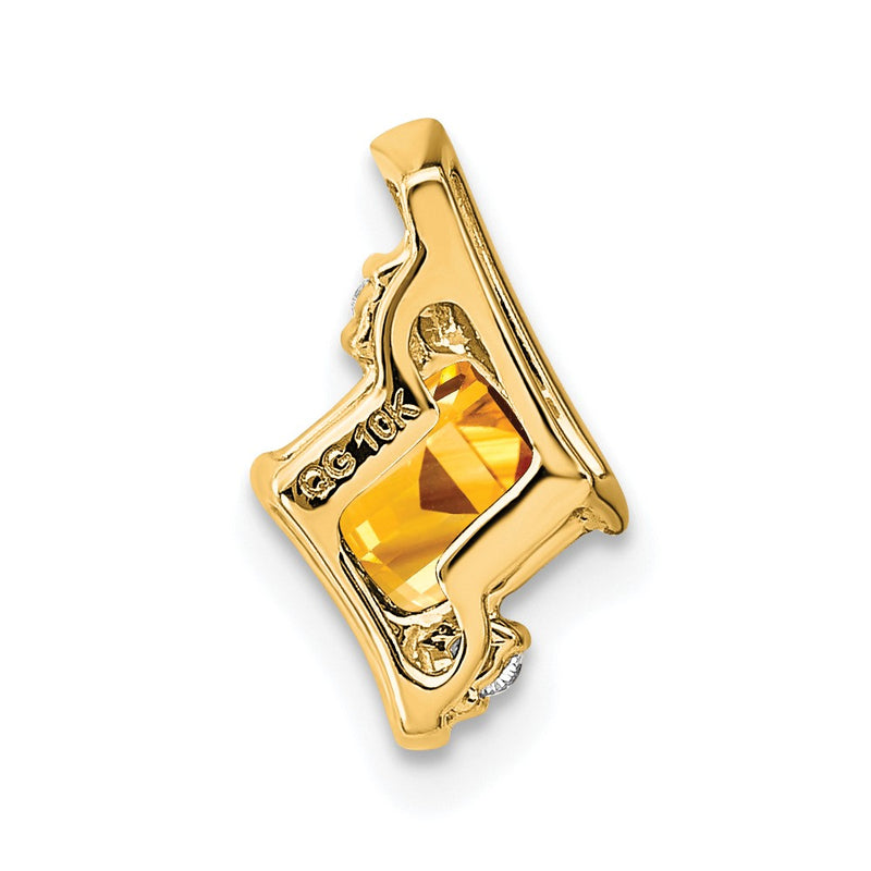10K Yellow Gold Cushion Citrine And Diamond Chain Slide