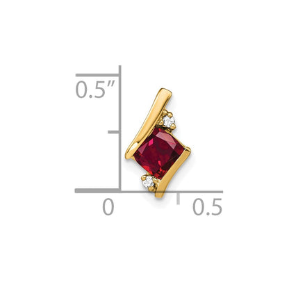 10K Yellow Gold Cushion Cr. Ruby And Diamond Chain Slide