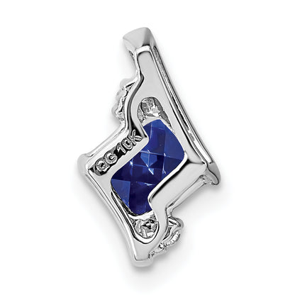 10K White Gold Cushion Cr. Sapphire And Diamond Chain Slide