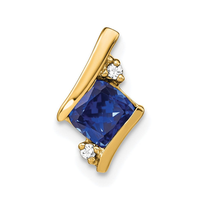 10K Yellow Gold Cushion Cr. Sapphire And Diamond Chain Slide