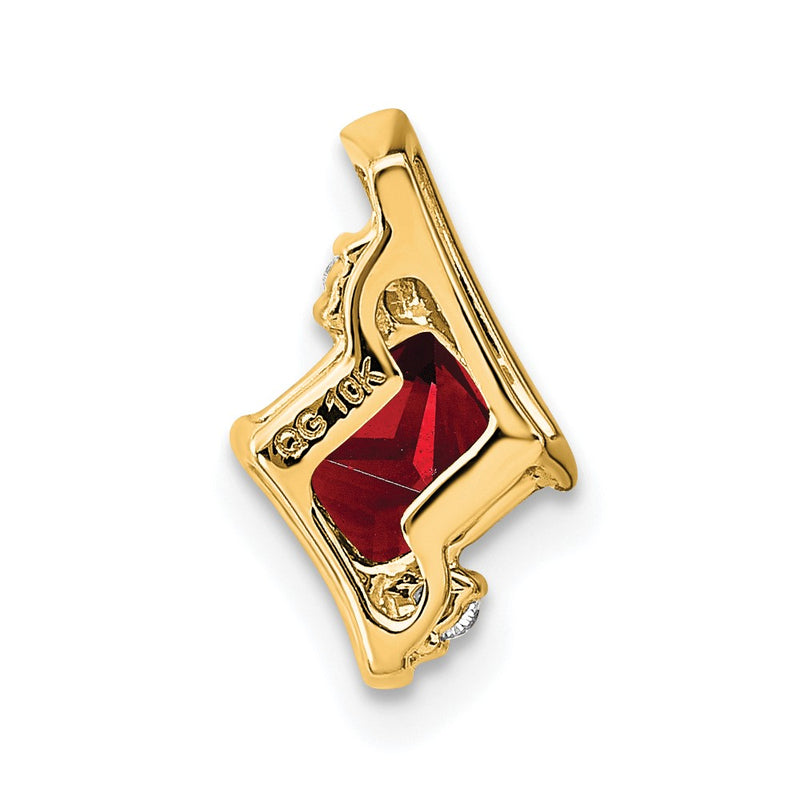10K Yellow Gold Cushion Garnet And Diamond Chain Slide
