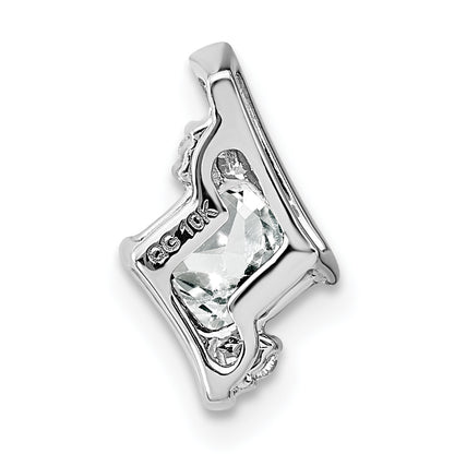 10K White Gold Cushion Topaz And Diamond Chain Slide