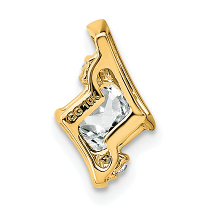 10K Yellow Gold Cushion White Topaz And Diamond Chain Slide