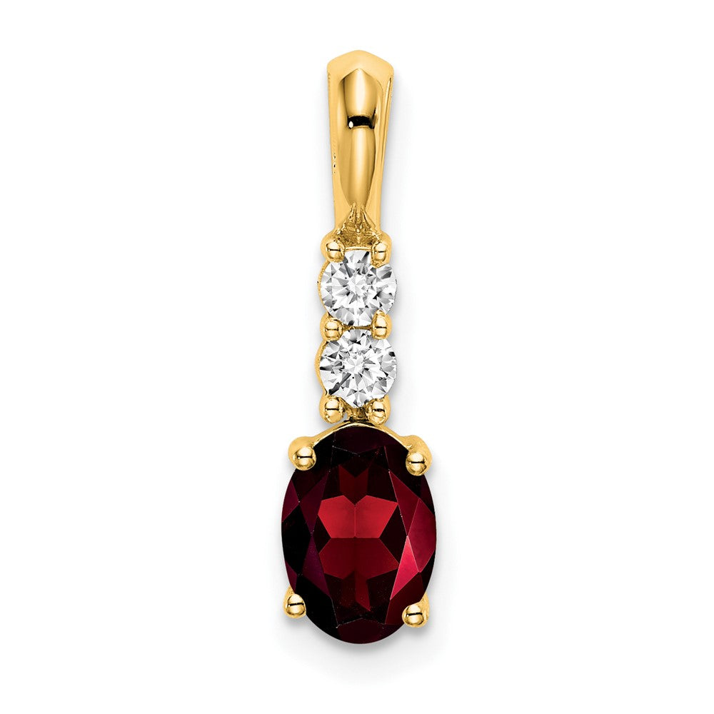 14K Yellow Gold Oval Garnet and Diamond Pendant
