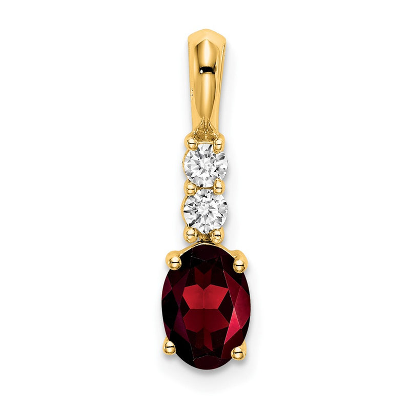 14K Yellow Gold Oval Garnet and Diamond Pendant