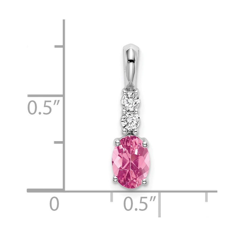 14k White Gold 14k White Gold Oval Pink Tourmaline and Diamond Pendant