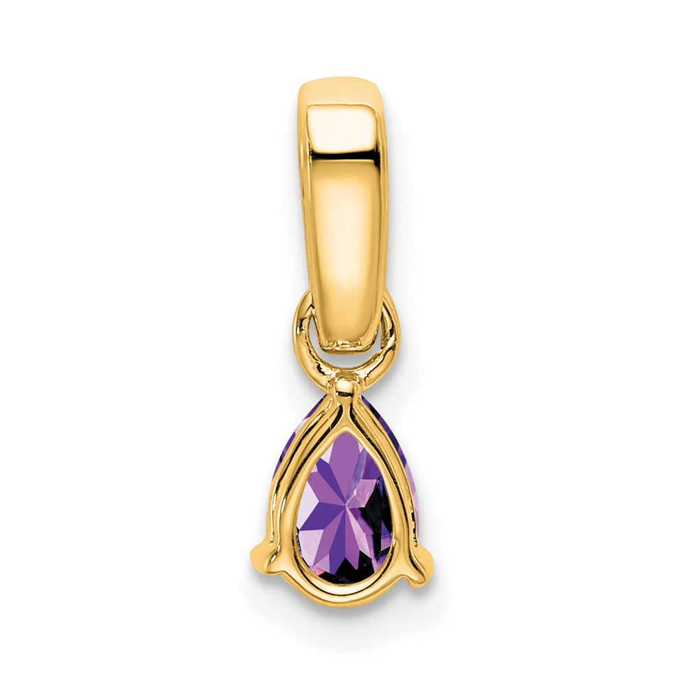 14K Yellow Gold Pear Amethyst and Diamond Pendant
