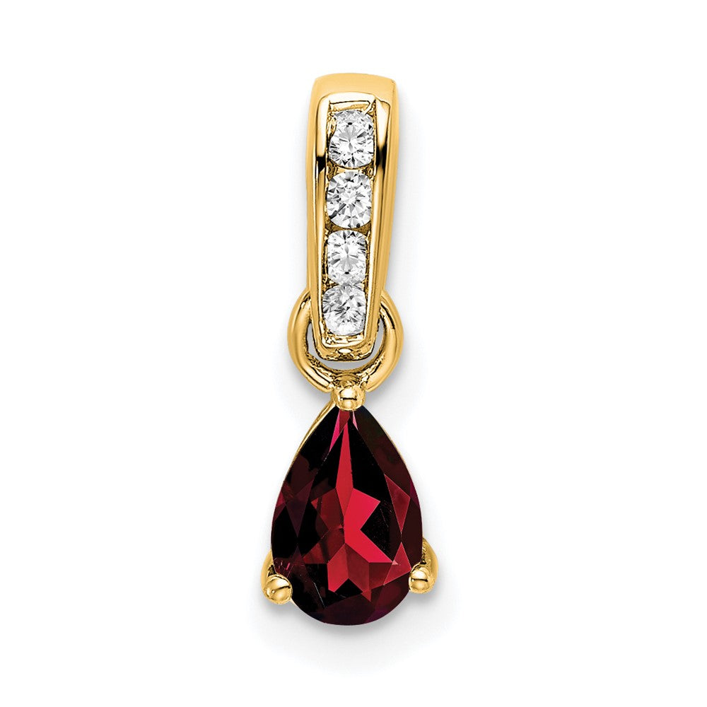 14K Yellow Gold Pear Garnet and Diamond Pendant