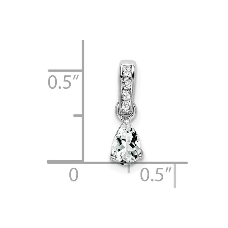 10K White Gold Pear Topaz And Diamond Pendant