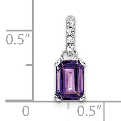 10K White Gold Amethyst And Diamond Pendant