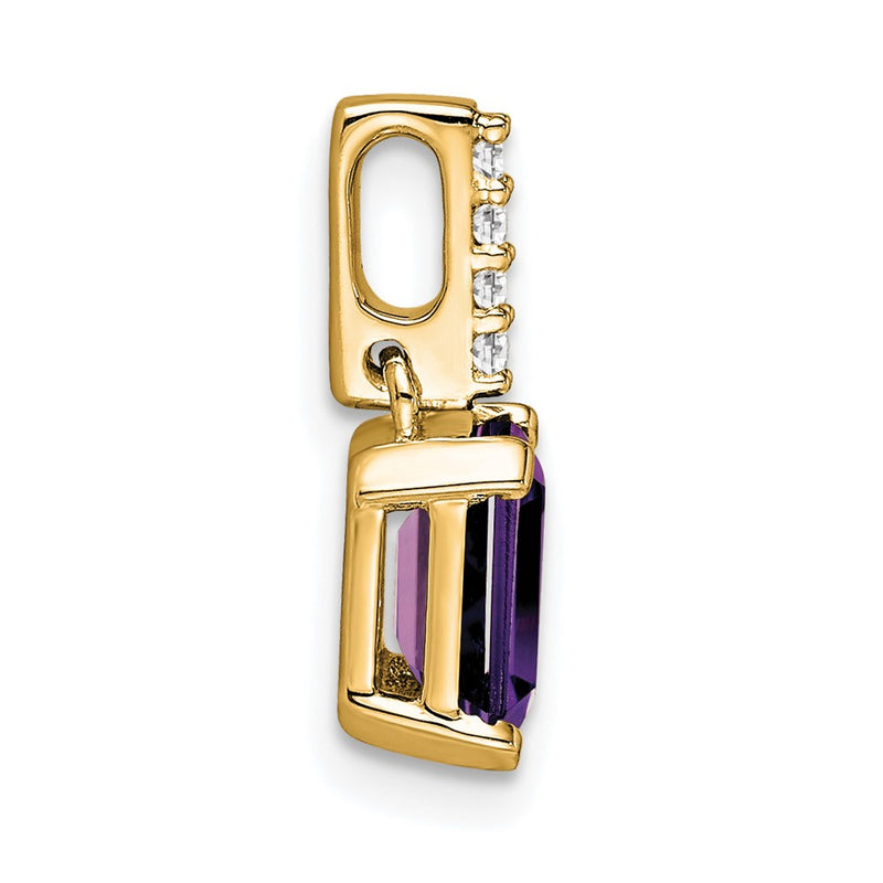 14K Yellow Gold Amethyst and Diamond Pendant