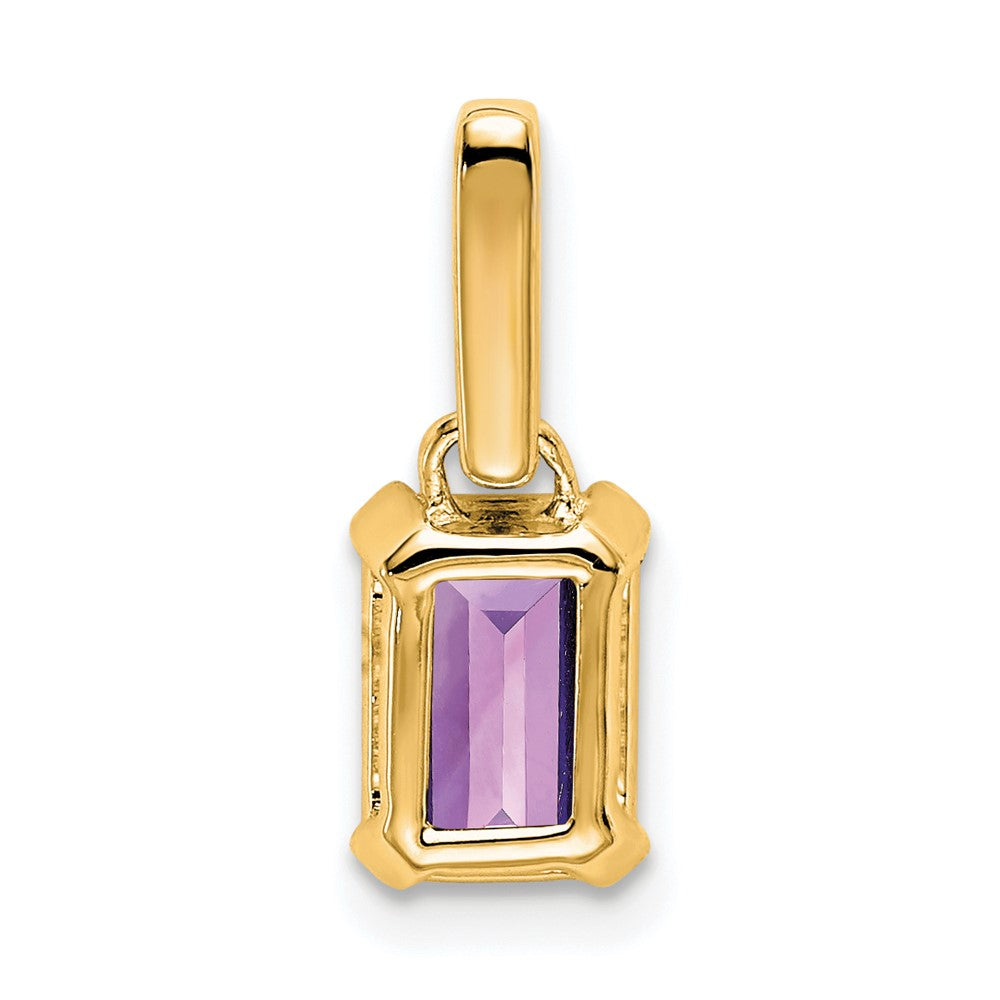 14K Yellow Gold Amethyst and Diamond Pendant