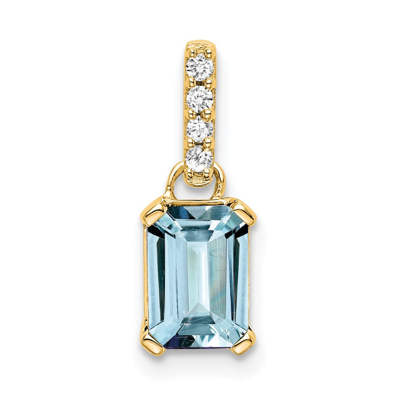 10K Yellow Gold Aquamarine And Diamond Pendant