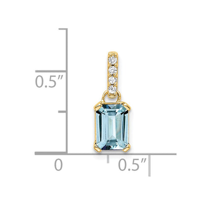 14K Yellow Gold Aquamarine and Diamond Pendant