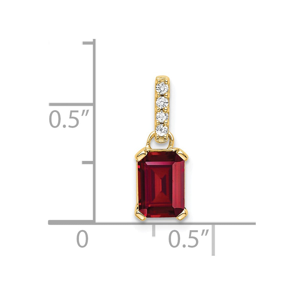 14K Yellow Gold Created Ruby and Diamond Pendant