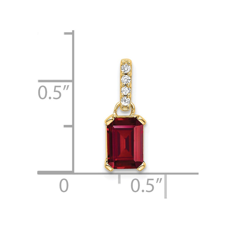 14K Yellow Gold Created Ruby and Diamond Pendant