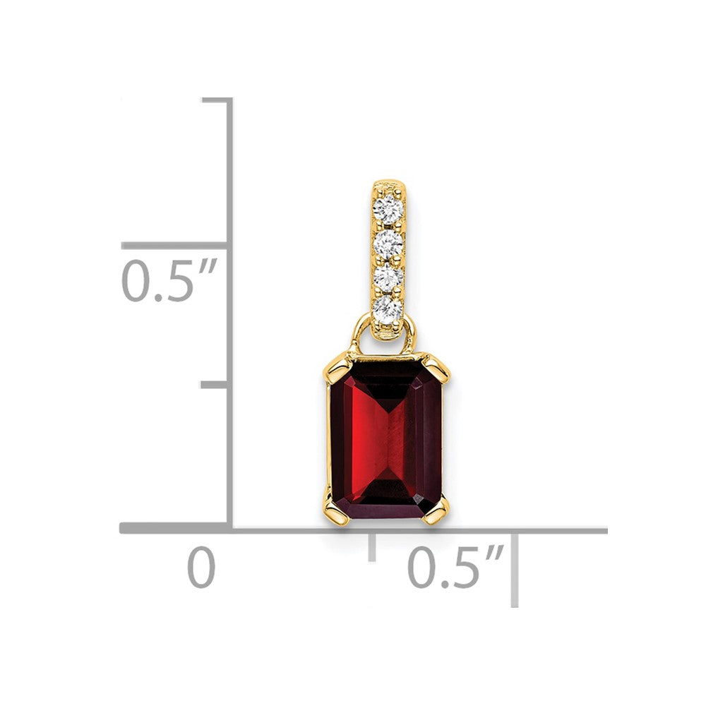 14K Yellow Gold Garnet and Diamond Pendant