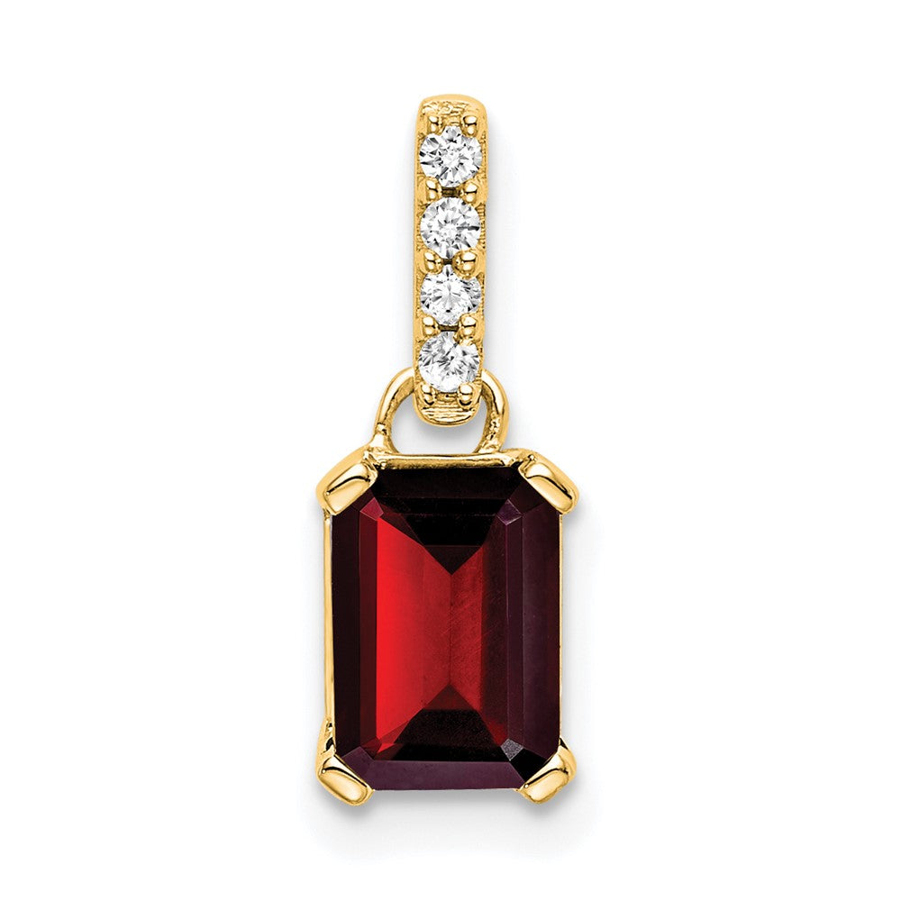 14K Yellow Gold Garnet and Diamond Pendant