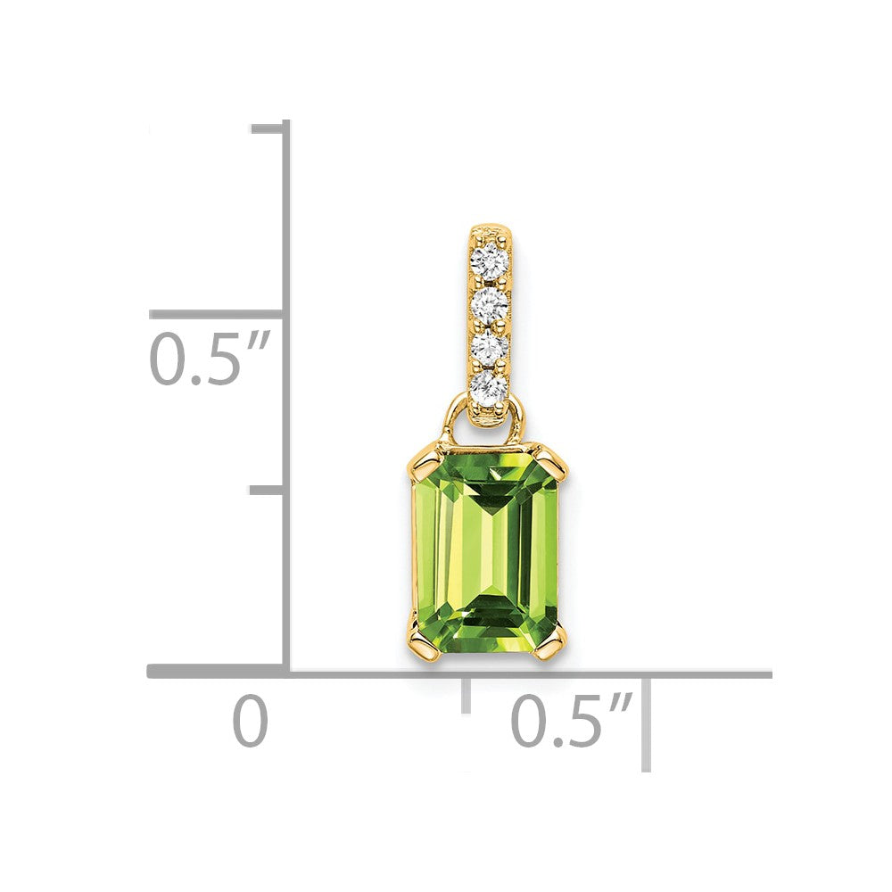 14K Yellow Gold Peridot and Diamond Pendant