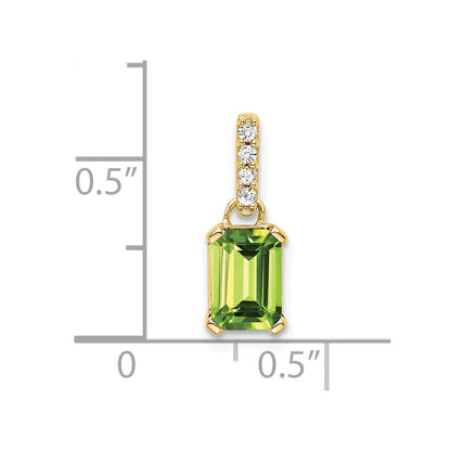 14K Yellow Gold Peridot and Diamond Pendant