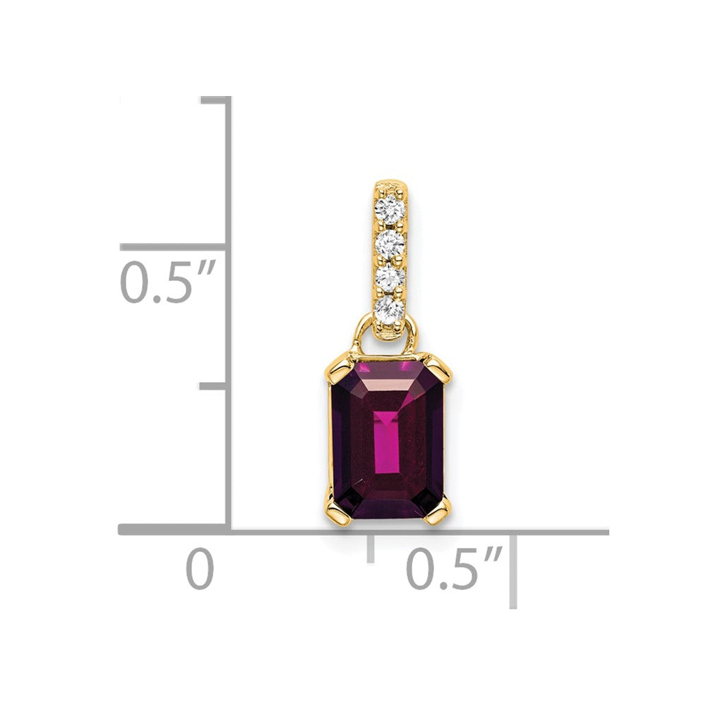 10K Yellow Gold Rhodolite Garnet And Diamond Pendant