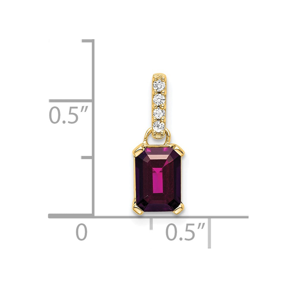 14K Yellow Gold Rhodolite Garnet and Diamond Pendant