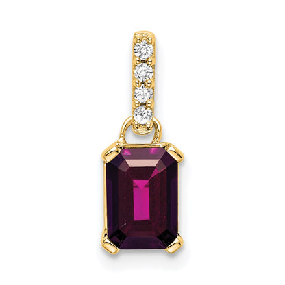 14K Yellow Gold Rhodolite Garnet and Diamond Pendant