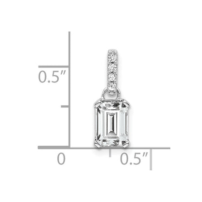 10K White Gold Topaz And Diamond Pendant